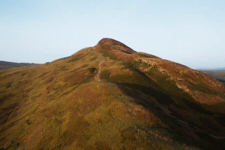 Conic Hill's golden ridge and the path along it.