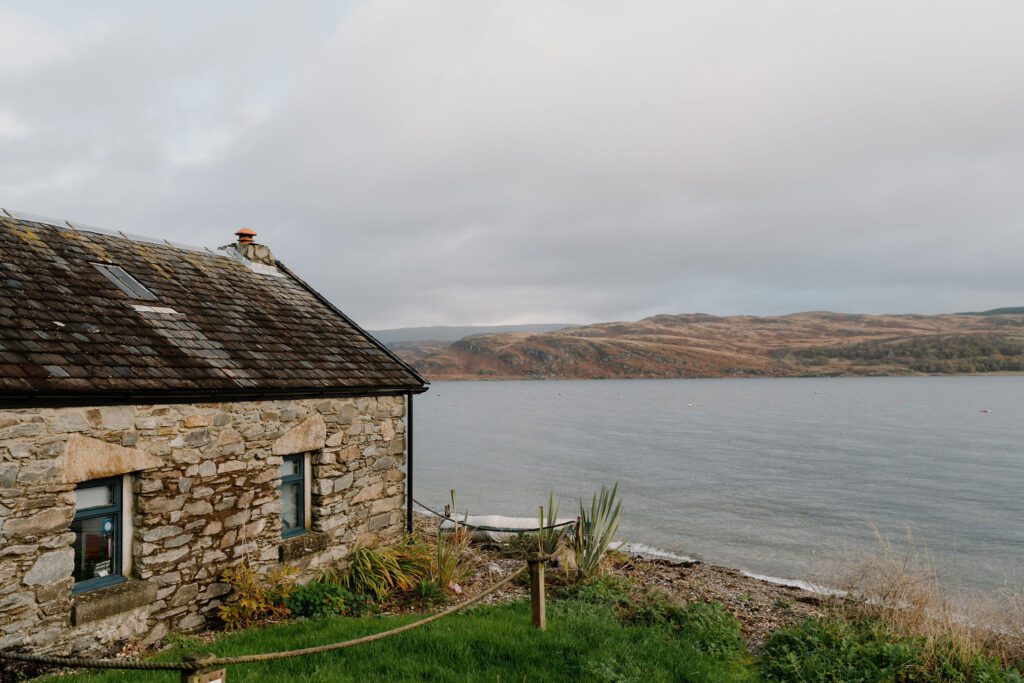 A cottage by the shore of the Kyles of Bute.